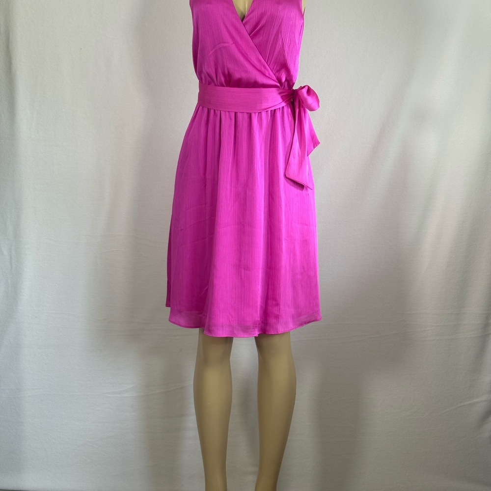 Trina Turk Pink Sleeveless Wrap Midi Dress